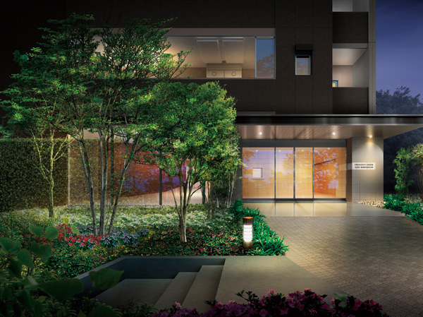 Shared facilities.  [Entrance Rendering CG] Entrance to spread beyond the entrance approach to convey the change of the seasons. Spacious space has crafted. Entrance to and come walking slowly approach with depth look on the left hand is. It is the entrance of the crank-ins that have been friendly to privacy.