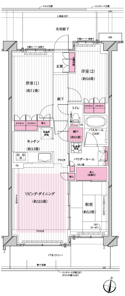 Floor: 3LDK + storeroom, occupied area: 74.27 sq m