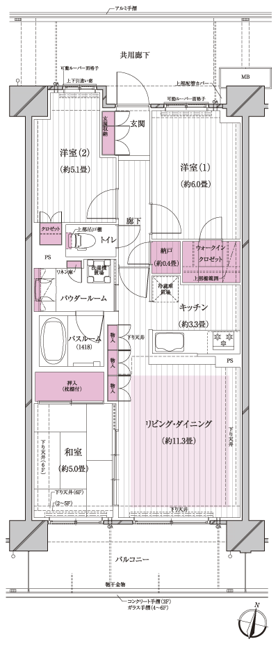 Floor: 3LDK + walk-in closet + storeroom, occupied area: 70.05 sq m