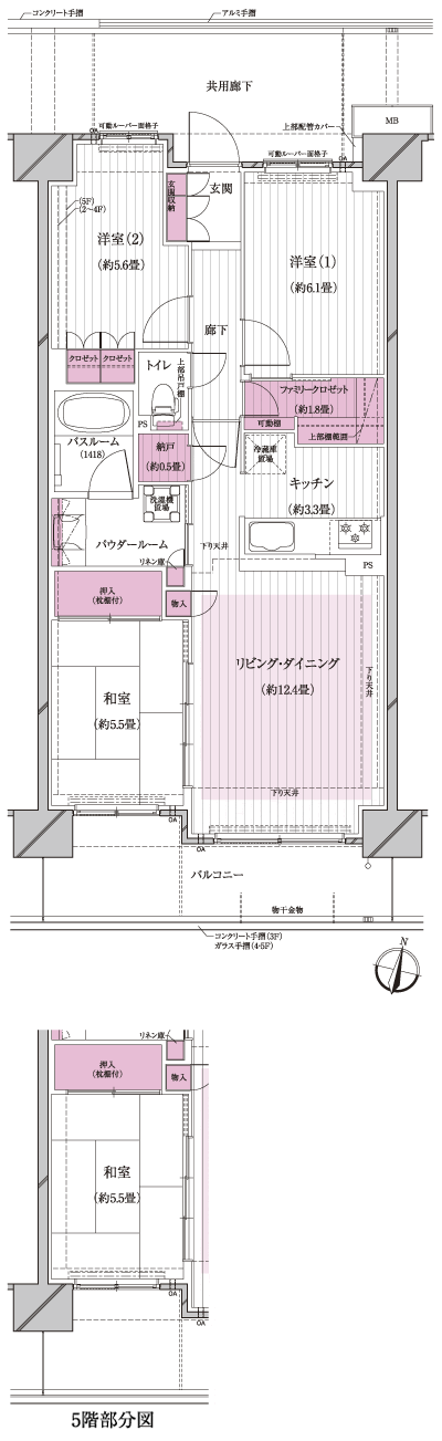 Floor: 3LDK + family closet + storeroom, occupied area: 74.27 sq m
