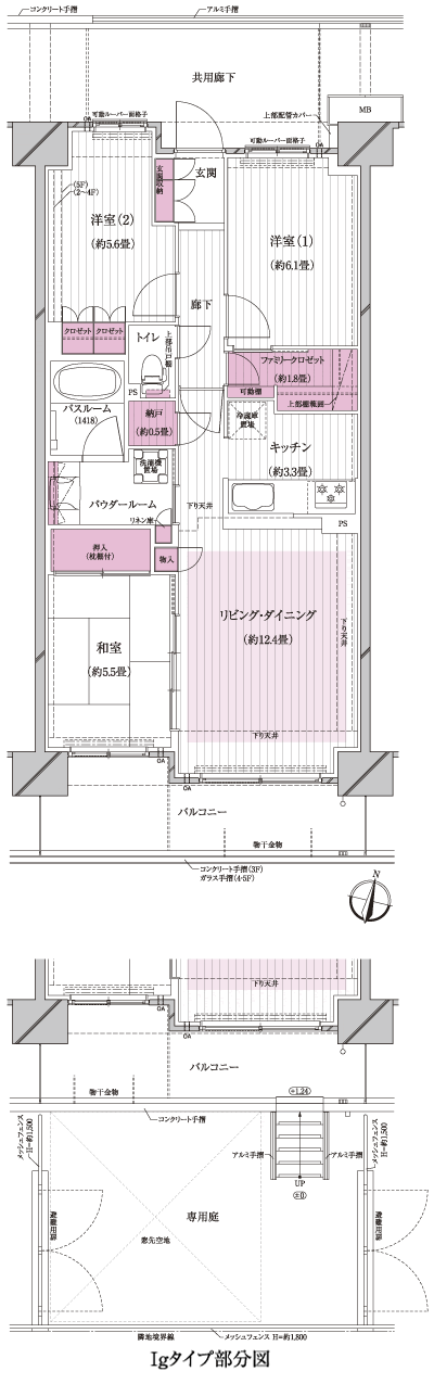 Floor: 3LDK + family closet + storeroom, occupied area: 74.27 sq m
