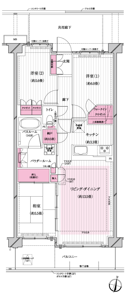 Floor: 3LDK + walk-in closet + storeroom, occupied area: 74.27 sq m