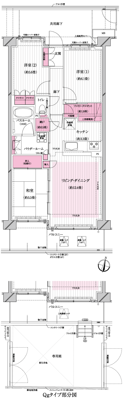 Floor: 3LDK + family closet + storeroom, occupied area: 74.27 sq m