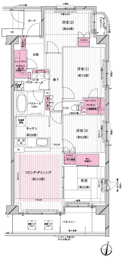 Floor: 4LDK + walk-in closet + shoes closet, occupied area: 89.56 sq m