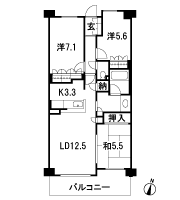 Floor: 3LDK + storeroom, occupied area: 74.27 sq m