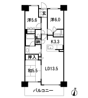 Floor: 3LDK + walk-in closet + storeroom, occupied area: 74.27 sq m