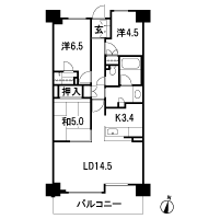 Floor: 3LDK + walk-in closet, the occupied area: 74.22 sq m