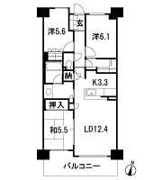 Floor: 3LDK + family closet + storeroom, occupied area: 74.27 sq m