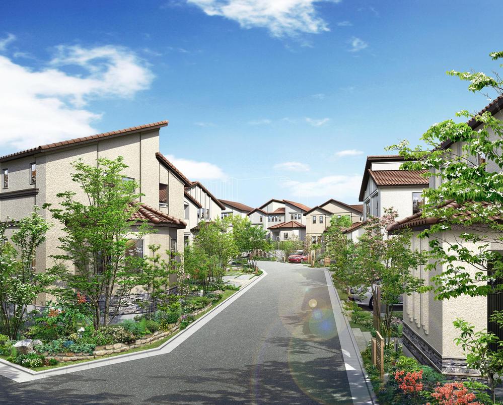 Cityscape Rendering. Utility pole ・ The underground of electric wires, Beautiful streets open sky spreads.