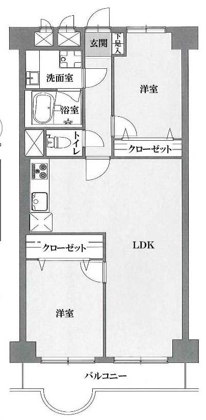 Floor plan. 2LDK, Price 15.8 million yen, Footprint 63.6 sq m , Balcony area 7.1 sq m