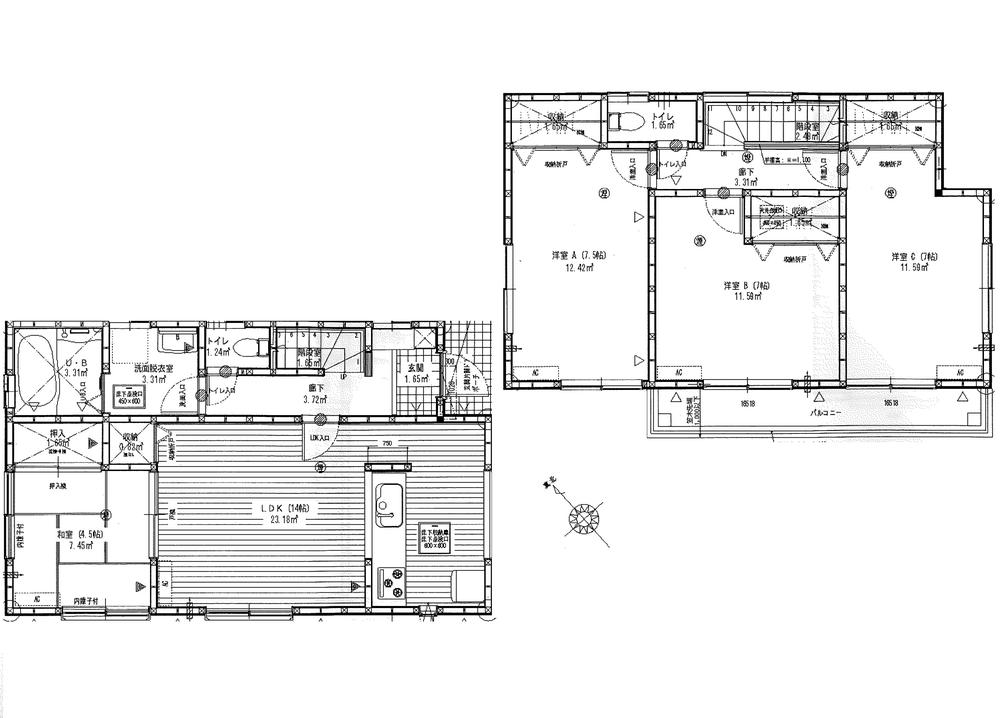 Floor plan. (3 Building Phase 1), Price 19.5 million yen, 4LDK, Land area 125.62 sq m , Building area 96.04 sq m