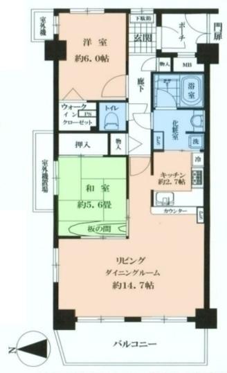 Floor plan. 2LDK, Price 18.9 million yen, Occupied area 68.44 sq m , Balcony area 7.29 sq m
