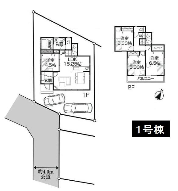 Floor plan. (1 Building), Price 25,800,000 yen, 4LDK, Land area 124.14 sq m , Building area 88.43 sq m