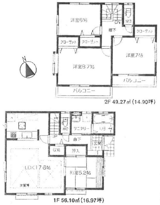 Floor plan. (6 Building), Price 43,800,000 yen, 4LDK, Land area 170.2 sq m , Building area 105.37 sq m