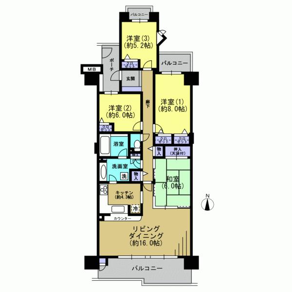Floor plan. 4LDK, Price 27.5 million yen, Footprint 102.93 sq m