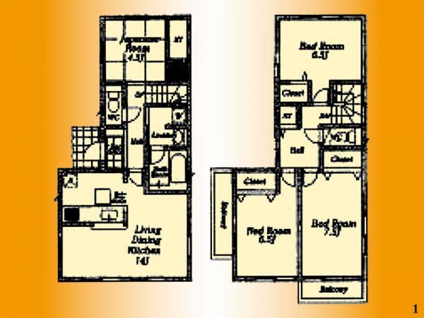Floor plan. 20.8 million yen, 4LDK, Land area 151.34 sq m , Building area 93.96 sq m