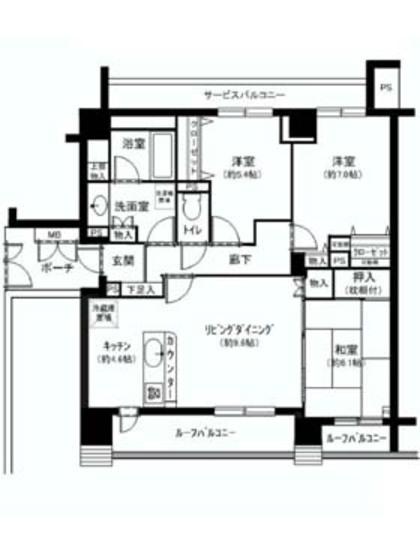 Floor plan. 3LDK, Price 29 million yen, Occupied area 77.58 sq m , Balcony area 17.63 sq m