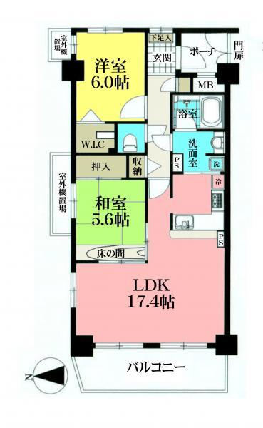 Floor plan. 2LDK, Price 18.9 million yen, Occupied area 68.44 sq m , Balcony area 7.29 sq m