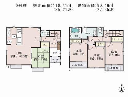 Floor plan. 34,600,000 yen, 4LDK, Land area 116.41 sq m , A relaxing day in the smell of the building area 90.46 sq m rush Japanese-style room