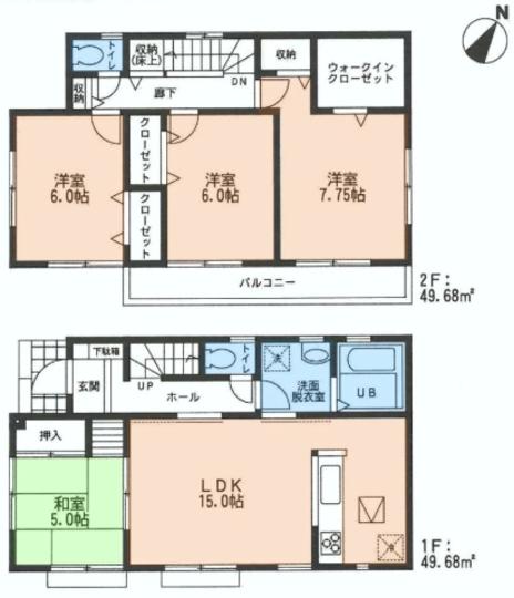 Floor plan. 30,300,000 yen, 4LDK, Land area 125.05 sq m , Building area 99.36 sq m