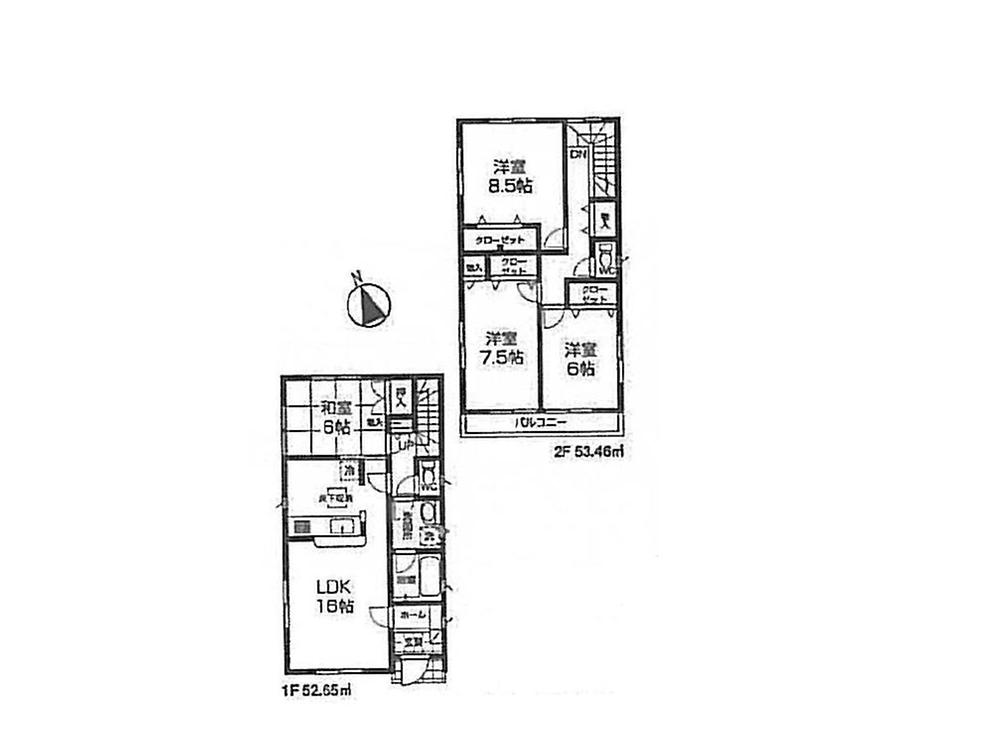 Floor plan. 21,800,000 yen, 4LDK, Land area 187.46 sq m , Building area 106.11 sq m