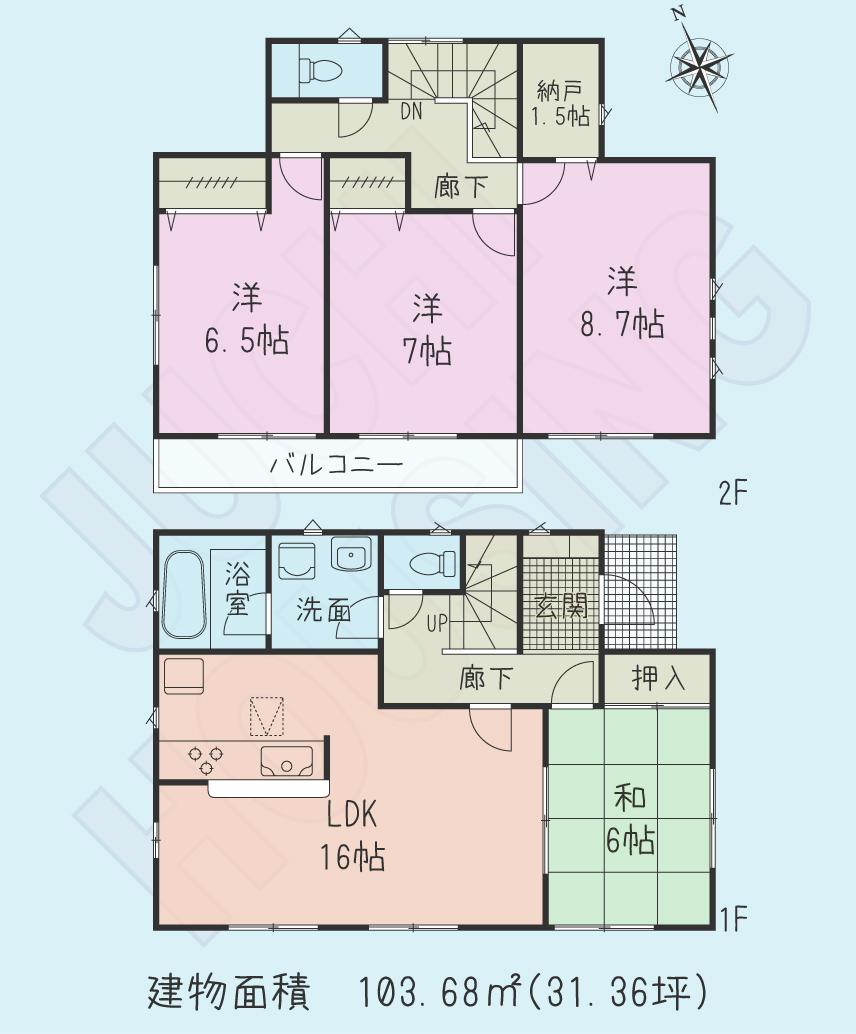 Floor plan. (1 Building), Price 23.8 million yen, 4LDK+S, Land area 161.23 sq m , Building area 103.68 sq m