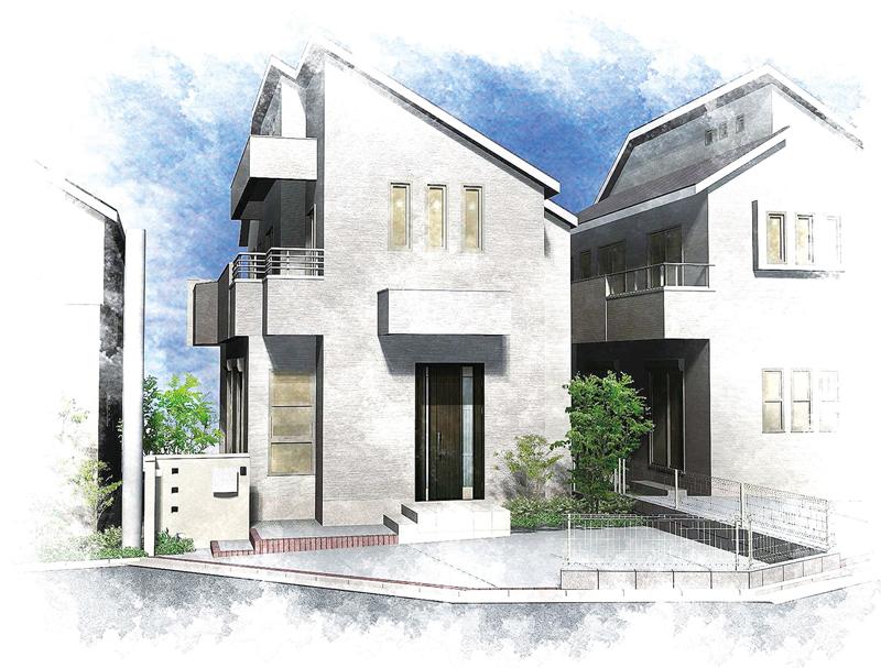 Rendering (appearance). 6 Building Rendering 4LDK + Grenier floor plan of. The triple window of sharp impression, It is impressive. 