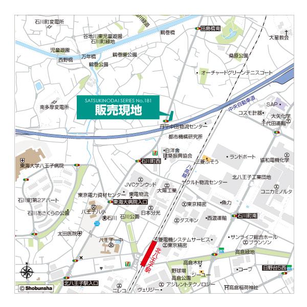 Local guide map. It is JR Hachikō Line "north of Hachioji" station walk 11 minutes. 