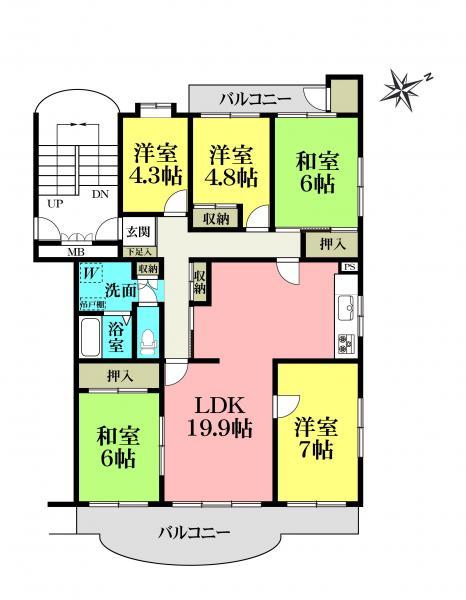 Floor plan. 5LDK, Price 21,800,000 yen, Footprint 106.58 sq m , Balcony area 13.32 sq m