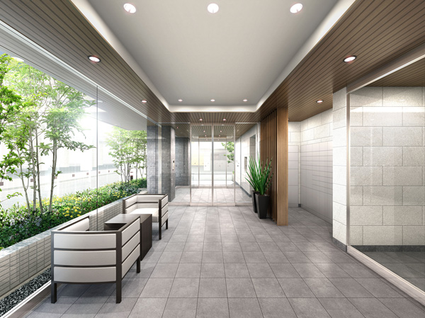Shared facilities.  [Entrance Hall Rendering] Its view of the world is also in the entrance hall, which was stepped one step foot is followed, In smart space in sharp, It will be accompanied by green tenderness of glass over. Urban sophistication and, Calm of nature. The appropriate design to this land, It has undergone around the entrance.