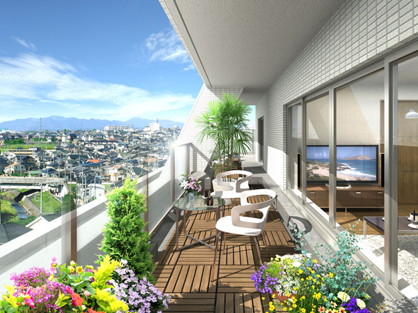 Room and equipment. And the open feeling of view that was freely spread to bright south, It seems to be the healing power spot. Loosen the whole family of the heart, It will surely richly spread wide daily life scene. (View Rendering from the M type of balcony ※ The local 7th floor in February 2013 was taken from (south direction) or equivalent of the place that was CG synthesis, The actual one is slightly different)
