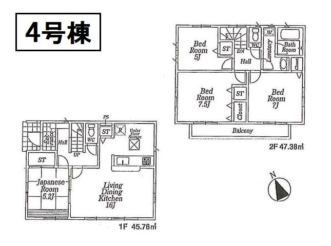 Floor plan. (4 Building), Price 29,800,000 yen, 4LDK, Land area 137.11 sq m , Building area 93.14 sq m
