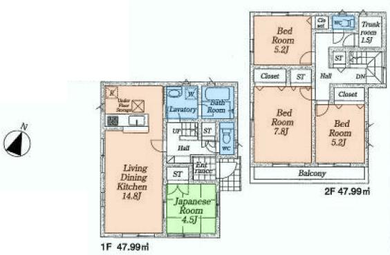Floor plan. (2), Price 32,800,000 yen, 4LDK, Land area 120.02 sq m , Building area 95.98 sq m