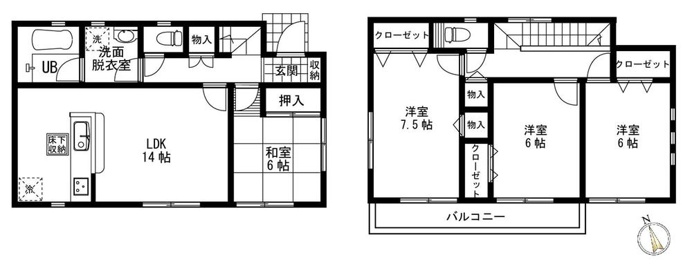 Floor plan. 30,800,000 yen, 4LDK, Land area 125.33 sq m , Building area 93.15 sq m 1 Building