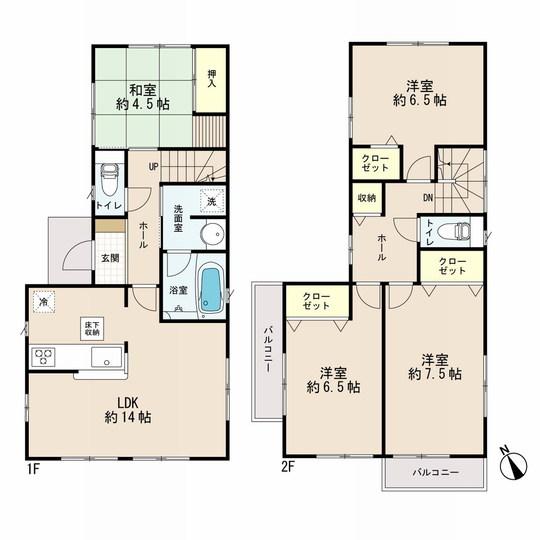 Floor plan. 19,800,000 yen, 4LDK, Land area 151.34 sq m , Building area 93.96 sq m floor plan