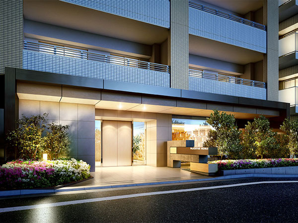 Buildings and facilities. Entrance approach Rendering