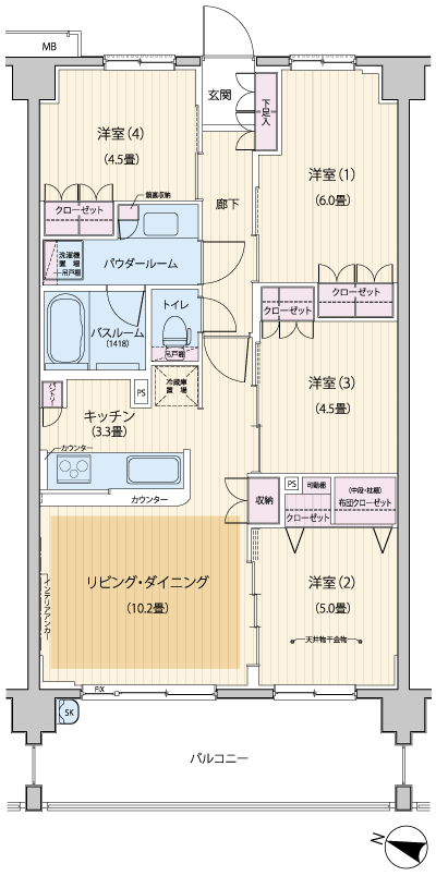 Floor: 4LDK, occupied area: 73.36 sq m, price: 34 million yen, currently on sale