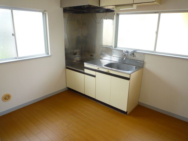 Kitchen. Bright kitchen with many windows