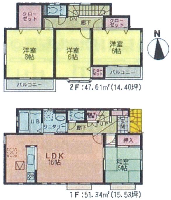 Floor plan. (4 Building), Price 32,800,000 yen, 4LDK, Land area 129.68 sq m , Building area 98.95 sq m