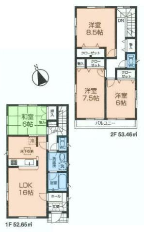 Floor plan. (3), Price 21,800,000 yen, 4LDK, Land area 187.46 sq m , Building area 106.11 sq m