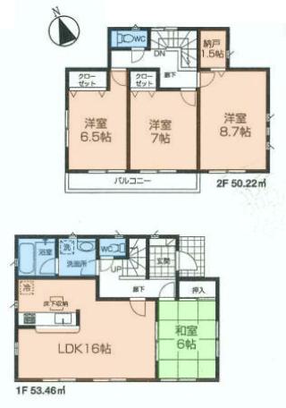 Floor plan. (1), Price 23.8 million yen, 4LDK, Land area 161.23 sq m , Building area 103.68 sq m