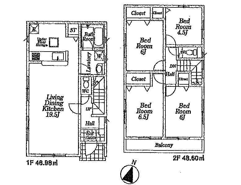 Floor plan. (Building 2), Price 18,800,000 yen, 4LDK, Land area 127.92 sq m , Building area 95.58 sq m
