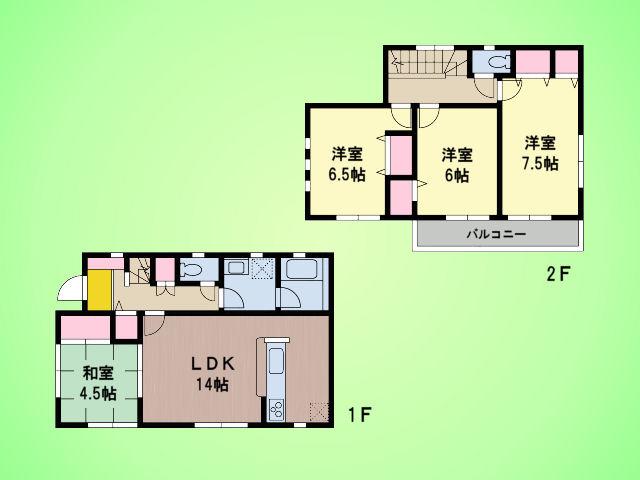 Floor plan. (3 Building), Price 23,300,000 yen, 4LDK, Land area 130.09 sq m , Building area 90.72 sq m