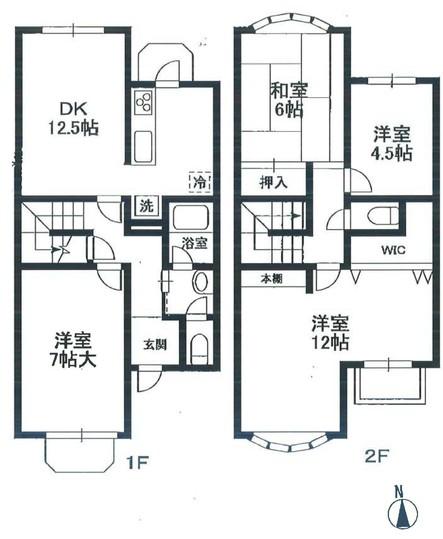 Floor plan. 4LDK, Price 13.8 million yen, Occupied area 98.74 sq m