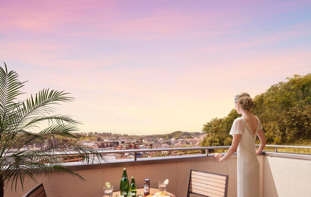 Balcony.  [Open-minded hilltop life]  ■ Local have been made CG processing to that of the (April 2013) Shooting