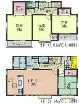 Floor plan. 32,800,000 yen, 4LDK, Land area 129.68 sq m , Building area 98.95 sq m
