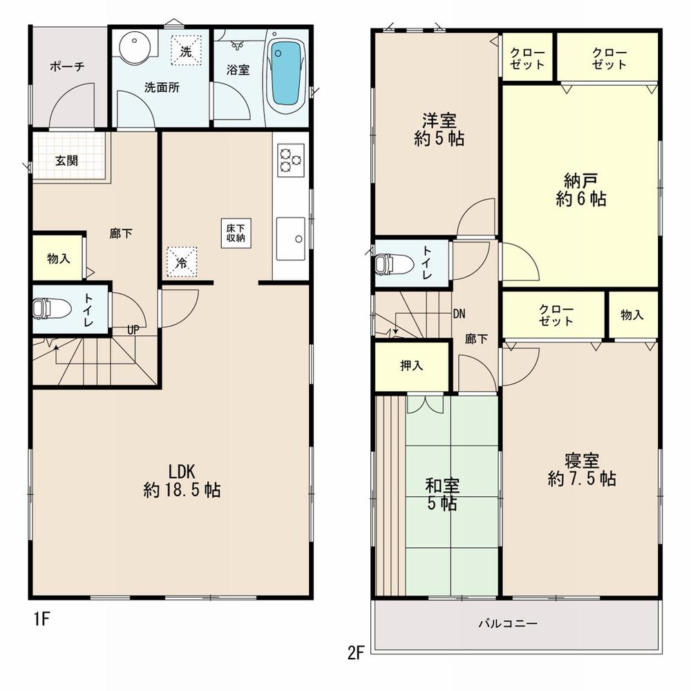 Floor plan. (5 Building), Price 31,800,000 yen, 4LDK, Land area 123.36 sq m , Building area 95.57 sq m