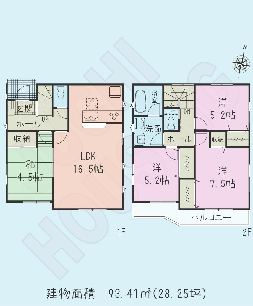 Floor plan. (5 Building), Price 19,800,000 yen, 4LDK, Land area 130.5 sq m , Building area 93.41 sq m