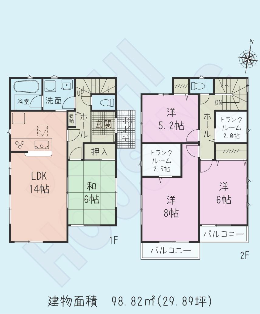 Floor plan. (3 Building), Price 29,800,000 yen, 4LDK, Land area 126.06 sq m , Building area 98.82 sq m