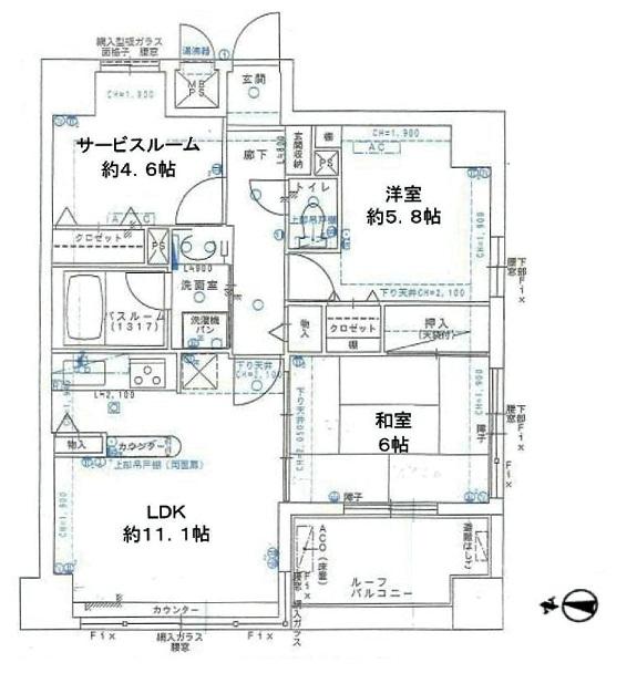 Floor plan. 2LDK + S (storeroom), Price 22,800,000 yen, Occupied area 63.53 sq m , Balcony area 7.2 sq m